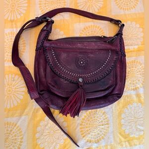 Patricia Nash Deep Red Leather Crossbody Bag